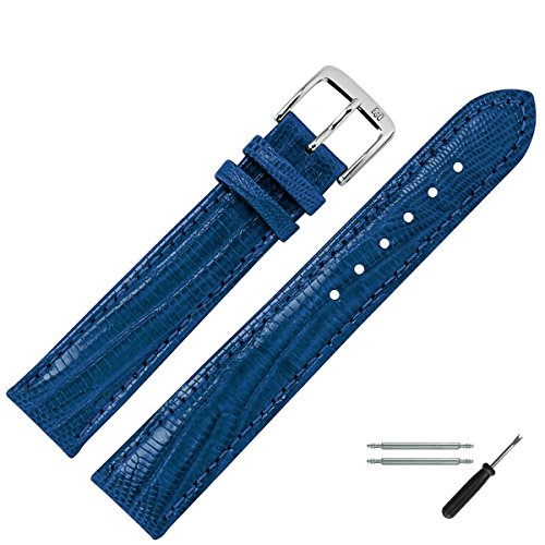 MARBURGER Uhrenarmband 12mm Leder Blau Eidechse - Werkzeug Montage Set 3551251000120 von MARBURGER