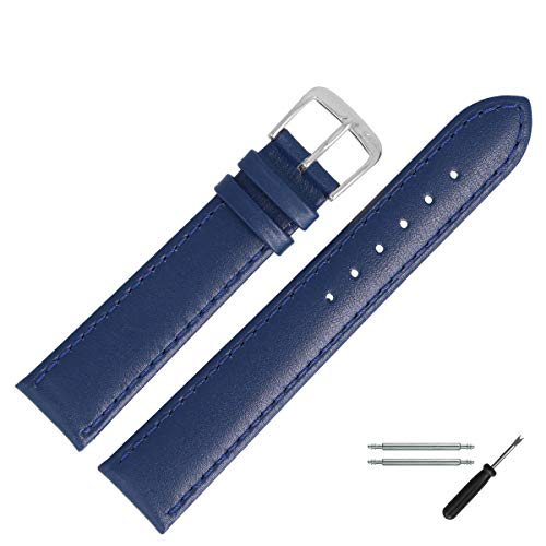 MARBURGER Uhrenarmband 12mm Leder Blau - Werkzeug Montage Set 8071251000120 von MARBURGER