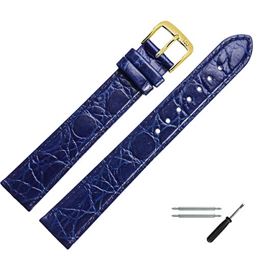 MARBURGER Uhrenarmband 12mm Leder Blau XL - 6811250000220 von MARBURGER