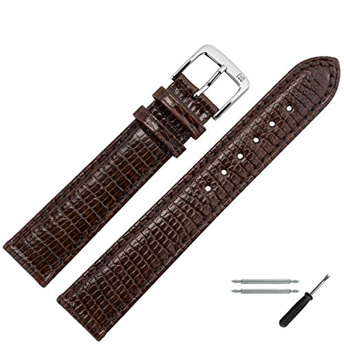 MARBURGER Uhrenarmband 12mm Leder Braun Eidechse - Werkzeug Montage Set 8091231000120 von MARBURGER