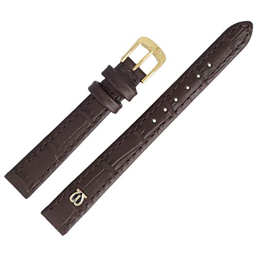 MARBURGER Uhrenarmband 12mm Leder Braun Gold Alligator Prägung Mit Naht - Montage Set 5281231000220 von MARBURGER