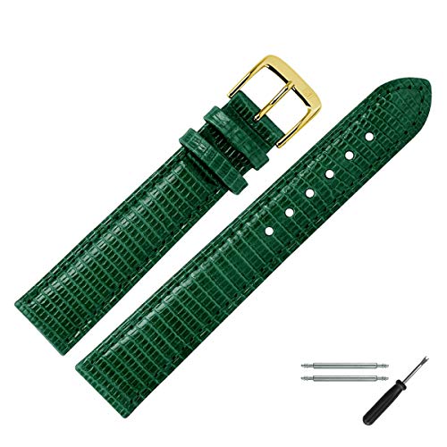 MARBURGER Uhrenarmband 12mm Leder Grün Eidechse - Werkzeug Montage Set 8091260000220 von MARBURGER