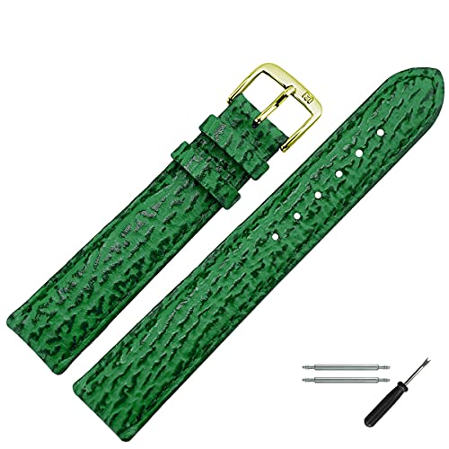 MARBURGER Uhrenarmband 12mm Leder Grün Haifisch - Werkzeug Montage Set 4621260000220 von MARBURGER