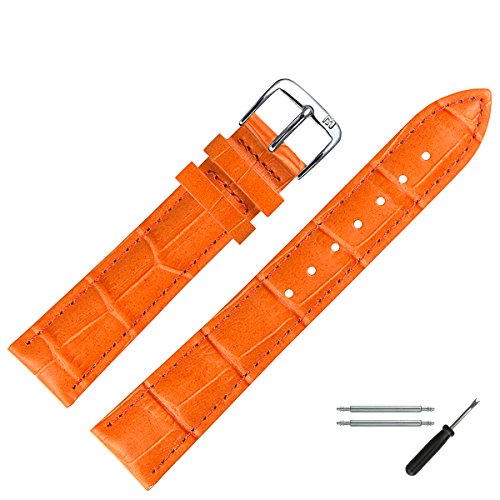 MARBURGER Uhrenarmband 12mm Leder Orange Alligator - Werkzeug Montage Set 1431246000120 von MARBURGER