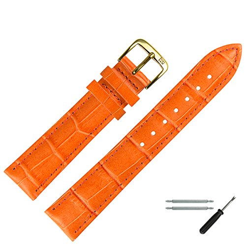 MARBURGER Uhrenarmband 12mm Leder Orange Alligator - Werkzeug Montage Set 1431246000220 von MARBURGER