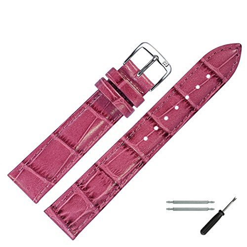 MARBURGER Uhrenarmband 12mm Leder Brombeere Alligator - Werkzeug Montage Set 1431244200120 von MARBURGER