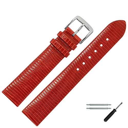 MARBURGER Uhrenarmband 12mm Leder Rot Eidechse - Werkzeug Montage Set 8331240000120 von MARBURGER