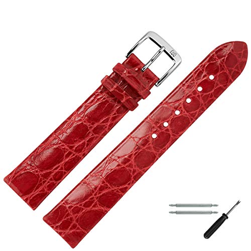 MARBURGER Uhrenarmband 12mm Leder Rot Kroko - Werkzeug Montage Set 8341241000120 von MARBURGER