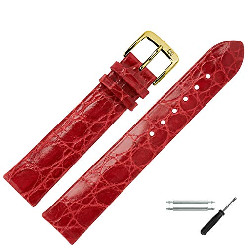 MARBURGER Uhrenarmband 12mm Leder Rot Kroko - Werkzeug Montage Set 8341241000220 von MARBURGER