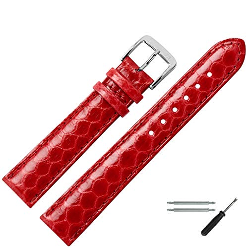 MARBURGER Uhrenarmband 12mm Leder Rot Schlange - Werkzeug Montage Set 4061240000120 von MARBURGER