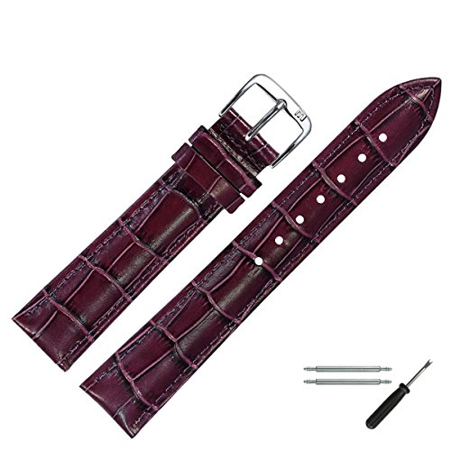 MARBURGER Uhrenarmband 12mm Leder Violett Alligator - Werkzeug Montage Set 1431255000120 von MARBURGER