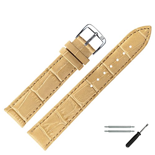 MARBURGER Uhrenarmband 14mm Leder Beige Alligator - Werkzeug Montage Set 1431423000120 von MARBURGER