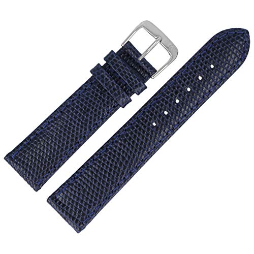 MARBURGER Uhrenarmband 14mm Leder Blau Eidechse - Werkzeug Montage Set 8091451000120 von MARBURGER