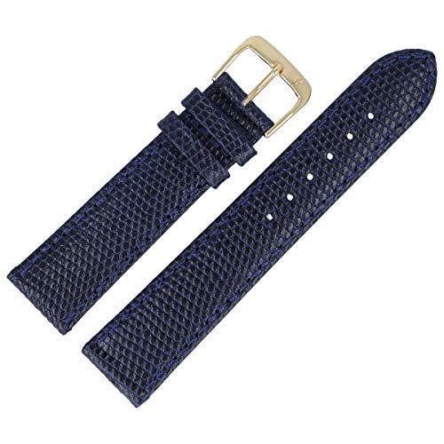 MARBURGER Uhrenarmband 14mm Leder Blau Eidechse - Werkzeug Montage Set 8091451000220 von MARBURGER