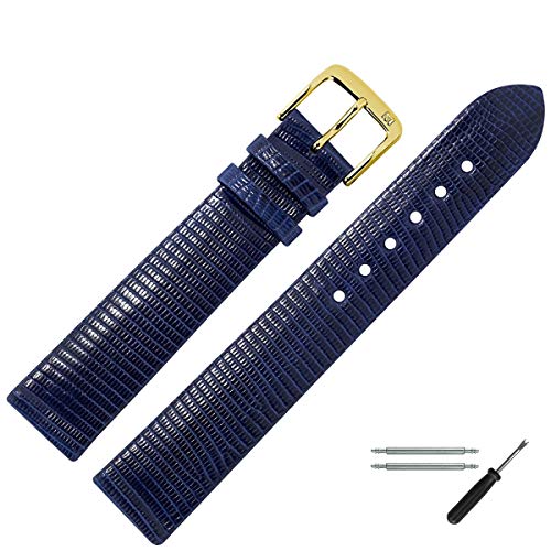 MARBURGER Uhrenarmband 14mm Leder Blau Eidechse - Werkzeug Montage Set 8331451000220 von MARBURGER