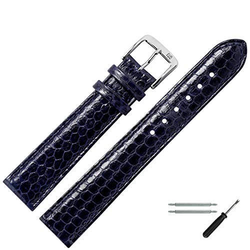 MARBURGER Uhrenarmband 14mm Leder Blau Schlange - Werkzeug Montage Set 4061451000120 von MARBURGER
