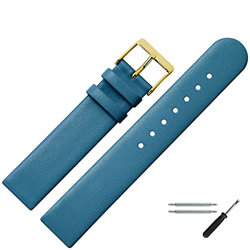 MARBURGER Uhrenarmband 14mm Leder Blau - Werkzeug Montage Set 7611452000220 von MARBURGER