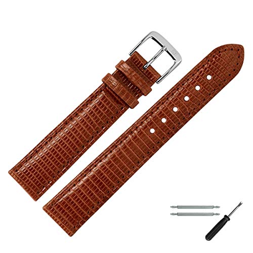 MARBURGER Uhrenarmband 14mm Leder Braun Eidechse - Werkzeug Montage Set 8091435000120 von MARBURGER