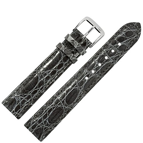 MARBURGER Uhrenarmband 14mm Leder Grau Kroko - Werkzeug Montage Set 8131416000120 von MARBURGER