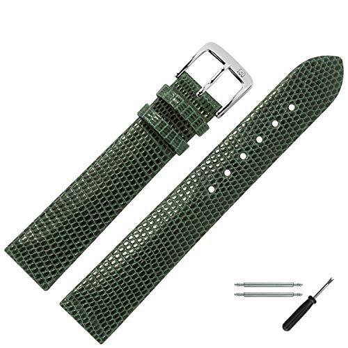 MARBURGER Uhrenarmband 14mm Leder Grün Eidechse - Werkzeug Montage Set 8331460000120 von MARBURGER