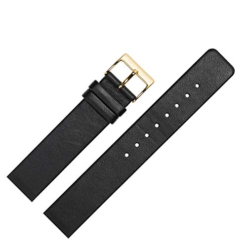 MARBURGER Uhrenarmband 14mm Leder Schwarz Spezialanstoss Verschraubt - 7621410000220 von MARBURGER