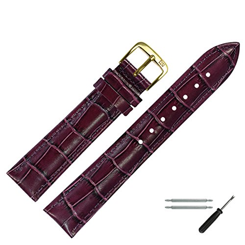 MARBURGER Uhrenarmband 14mm Leder Violett Alligator - Werkzeug Montage Set 1431455000220 von MARBURGER