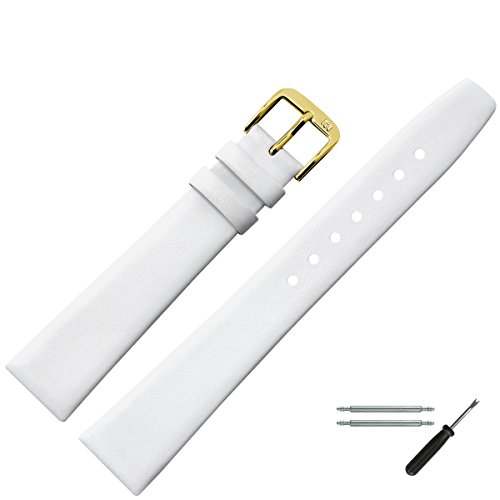 MARBURGER Uhrenarmband 14mm Leder Weiss Glatt - Werkzeug Montage Set 7101420000220 von MARBURGER