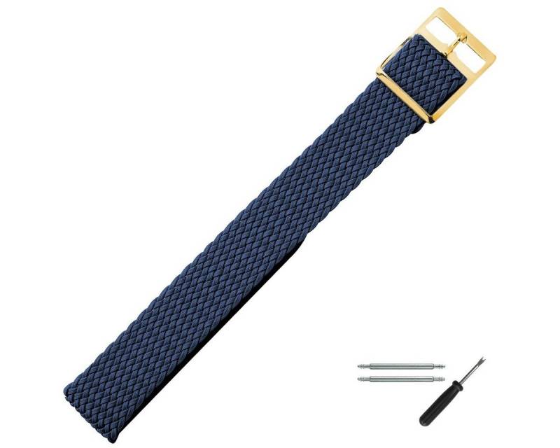 MARBURGER Uhrenarmband 14mm Textil Stoff Perlongeflecht Blau von MARBURGER