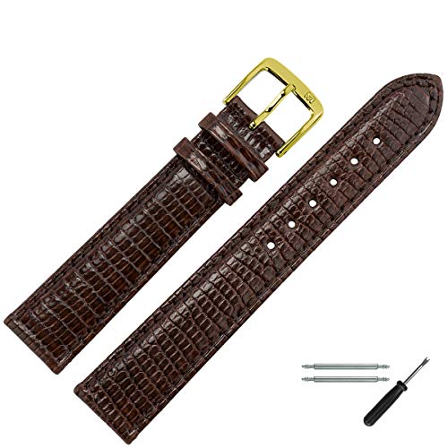 MARBURGER Uhrenarmband 16mm Leder Braun Eidechse - Werkzeug Montage Set 8091631000220 von MARBURGER