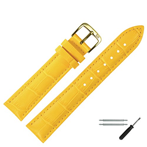 MARBURGER Uhrenarmband 16mm Leder Gelb Alligator - Werkzeug Montage Set 1431645000220 von MARBURGER