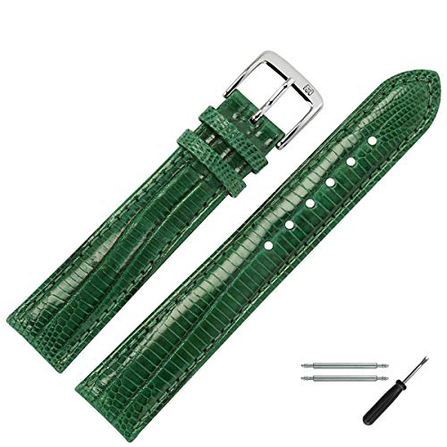 MARBURGER Uhrenarmband 16mm Leder Grün Eidechse (Teju) - Werkzeug Montage Set 8271661000120 von MARBURGER