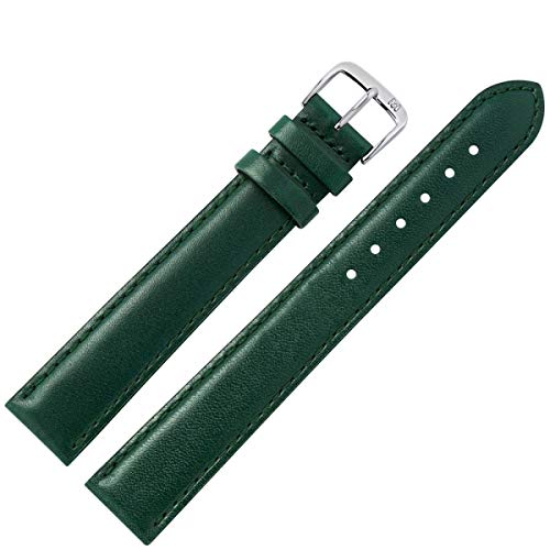 MARBURGER Uhrenarmband 16mm Leder Gruen XL Glatt Mit Naht - Werkzeug Montage Set 6601661000120 von MARBURGER