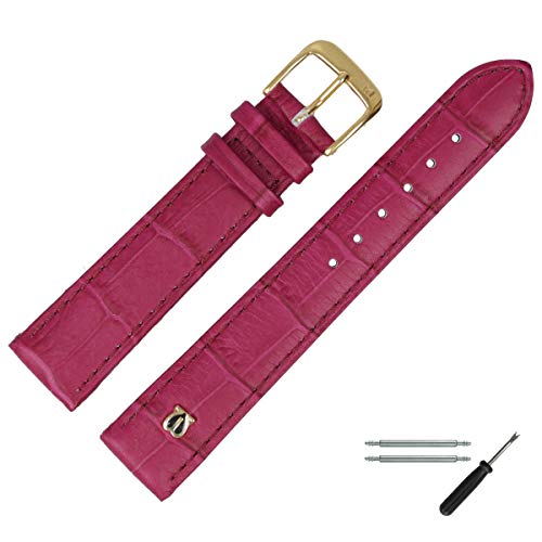 MARBURGER Uhrenarmband 16mm Leder Lila Gold Alligator Prägung Mit Naht - Montage Set 5281644200220 von MARBURGER