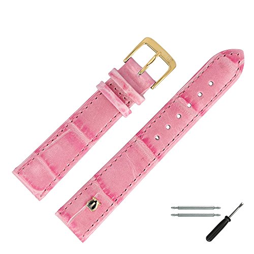 MARBURGER Uhrenarmband 16mm Leder Rose Alligator Prägung Mit Naht - Werkzeug Montage Set 5281643000220 von MARBURGER