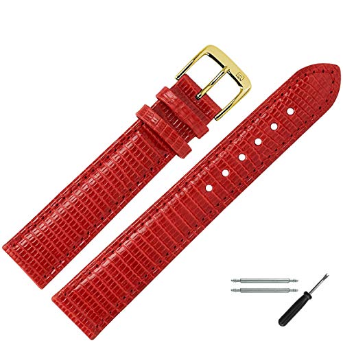 MARBURGER Uhrenarmband 16mm Leder Rot Eidechse - Werkzeug Montage Set 8091640000220 von MARBURGER