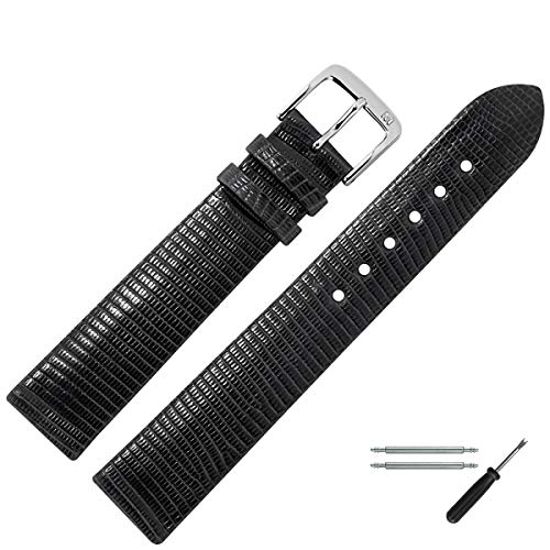 MARBURGER Uhrenarmband 16mm Leder Schwarz Eidechse - Werkzeug Montage Set 8331610000120 von MARBURGER