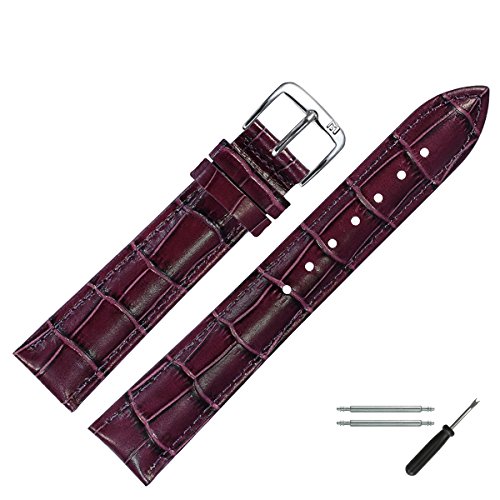 MARBURGER Uhrenarmband 16mm Leder Violett Alligator - Werkzeug Montage Set 1431655000120 von MARBURGER