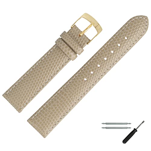 MARBURGER Uhrenarmband 18mm Leder Beige Gold Mit Naht - Montage Set 7801821000220 von MARBURGER