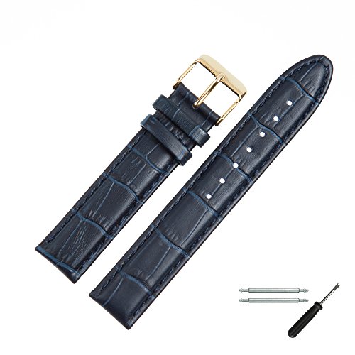 MARBURGER Uhrenarmband 18mm Leder Blau Alligator - Werkzeug Montage Set 1391850000220 von MARBURGER