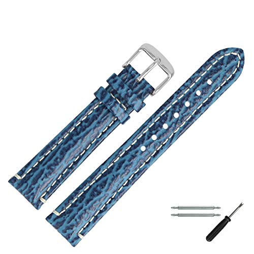 MARBURGER Uhrenarmband 18mm Leder Blau Hai - Werkzeug Montage Set 4631850000120 von MARBURGER