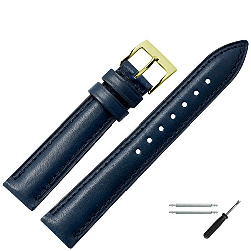 MARBURGER Uhrenarmband 18mm Leder Blau - Werkzeug Montage Set 5241851000220 von MARBURGER