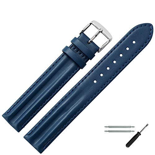 MARBURGER Uhrenarmband 18mm Leder Blau XL - Werkzeug Montage Set 6831850000120 von MARBURGER