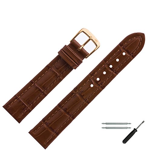 MARBURGER Uhrenarmband 18mm Leder Braun Alligator - Werkzeug Montage Set 5511832000220 von MARBURGER