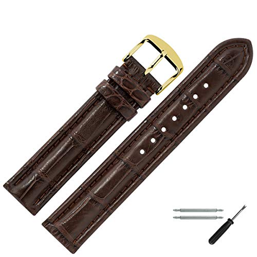 MARBURGER Uhrenarmband 18mm Leder Braun Alligator - Werkzeug Montage Set 8321831000220 von MARBURGER