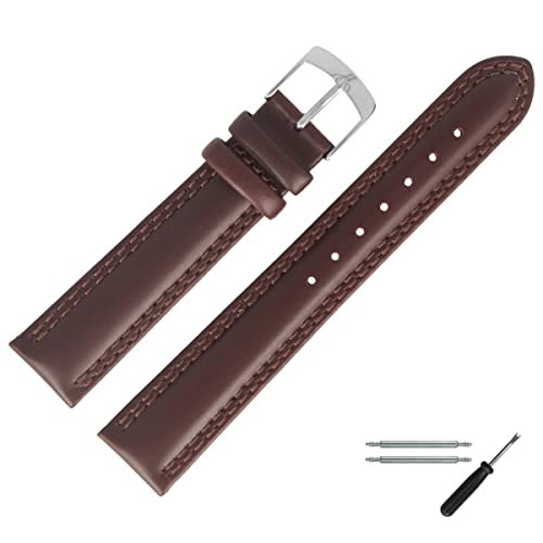 MARBURGER Uhrenarmband 18mm Leder Braun Glatt - Werkzeug Montage Set 7761831000120 von MARBURGER