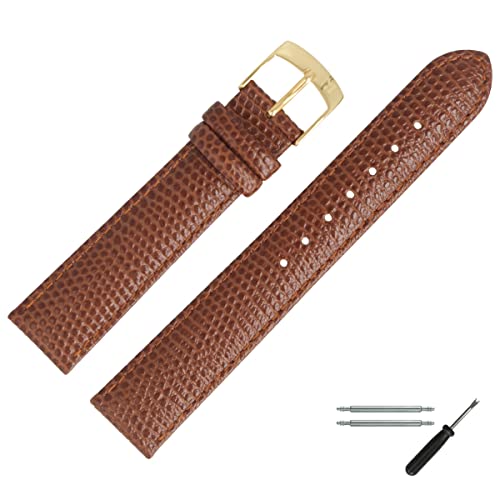 MARBURGER Uhrenarmband 18mm Leder Braun Gold Mit Naht - Montage Set 7801830000220 von MARBURGER