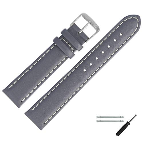 MARBURGER Uhrenarmband 18mm Leder Grau - Werkzeug Montage Set 8061816000120 von MARBURGER