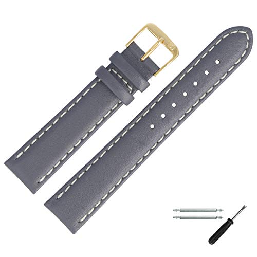 MARBURGER Uhrenarmband 18mm Leder Grau - Werkzeug Montage Set 8061816000220 von MARBURGER