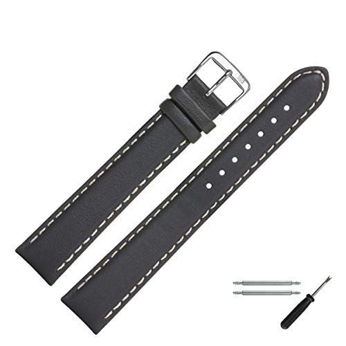 MARBURGER Uhrenarmband 18mm Leder Grau XL - Werkzeug Montage Set 8021816000120 von MARBURGER