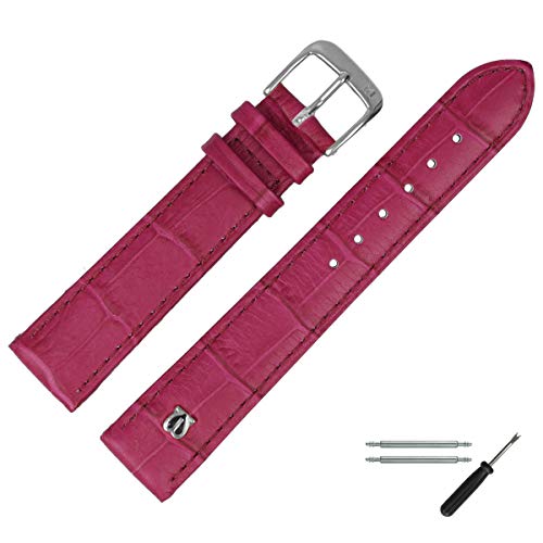 MARBURGER Uhrenarmband 18mm Leder Lila Silber Alligator Prägung Mit Naht - Montage Set 5281844200120 von MARBURGER